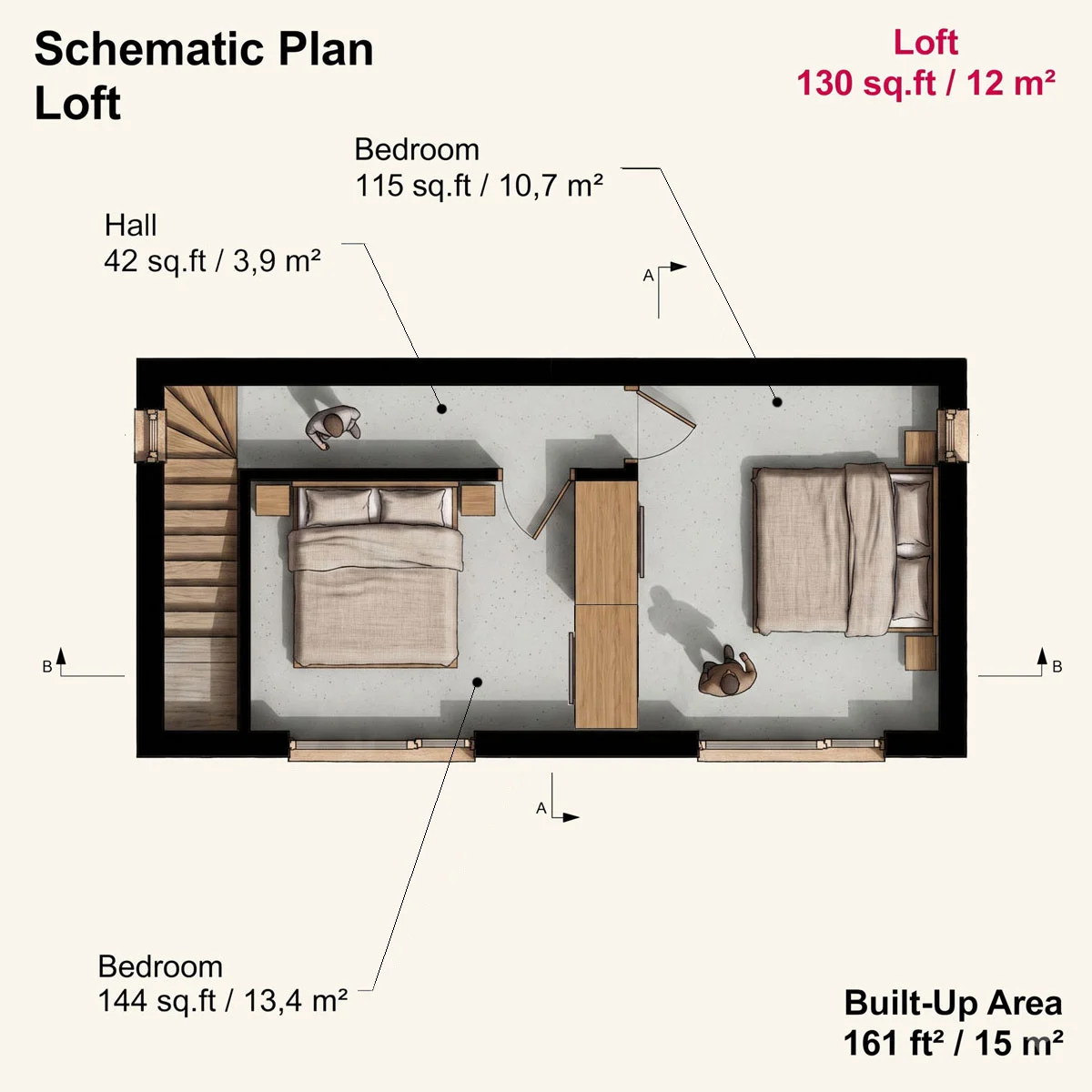 2 Bedroom Cabin Plans with Loft & Porch - Image 3