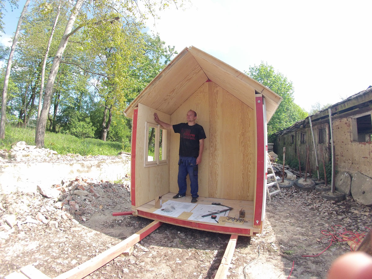 first third of the prefab tiny house called france