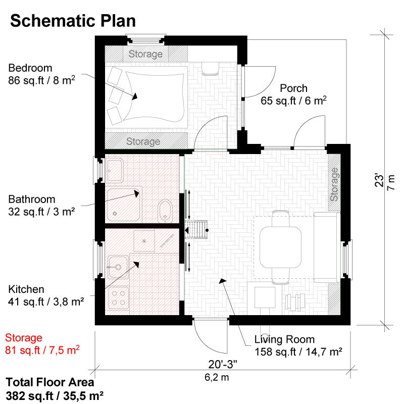 One Bedroom House Plans Peggy