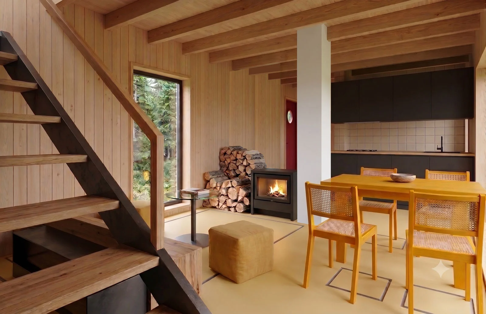 2 Bedroom Cabin Plans with Loft & Porch - Image 8