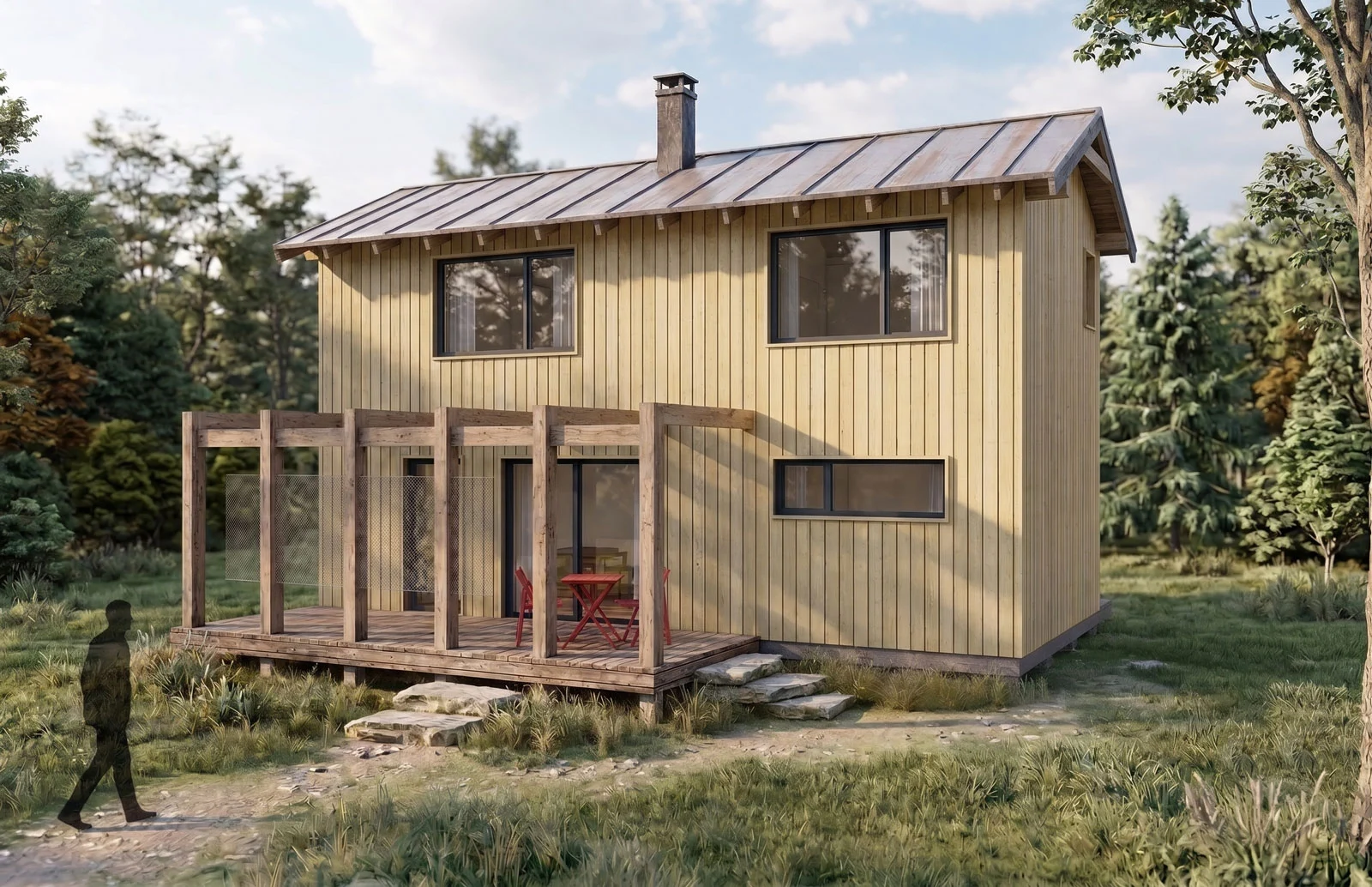 2 Bedroom Cabin Plans with Loft & Porch - Image 7