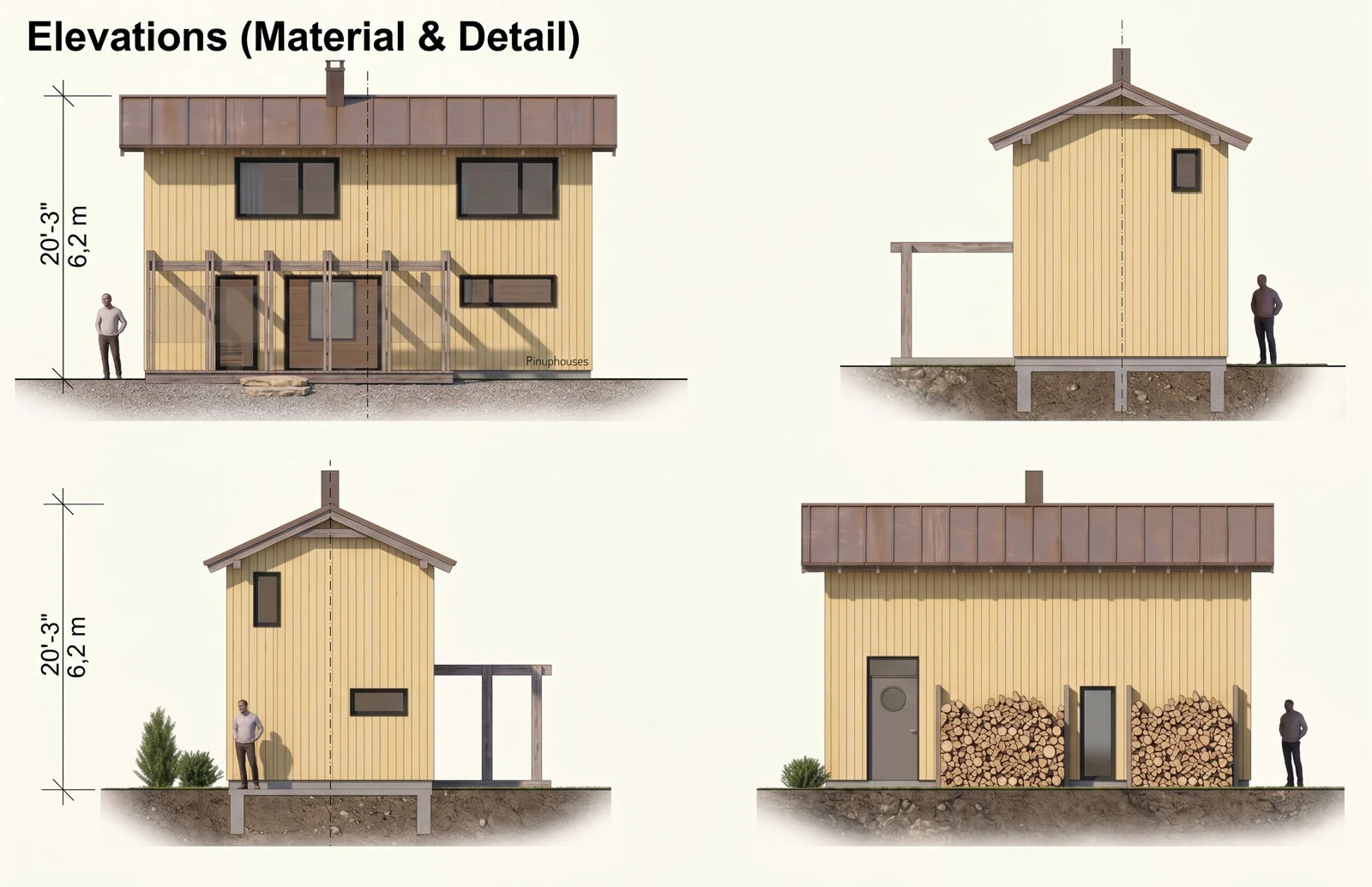 2 Bedroom Cabin Plans with Loft & Porch - Image 4