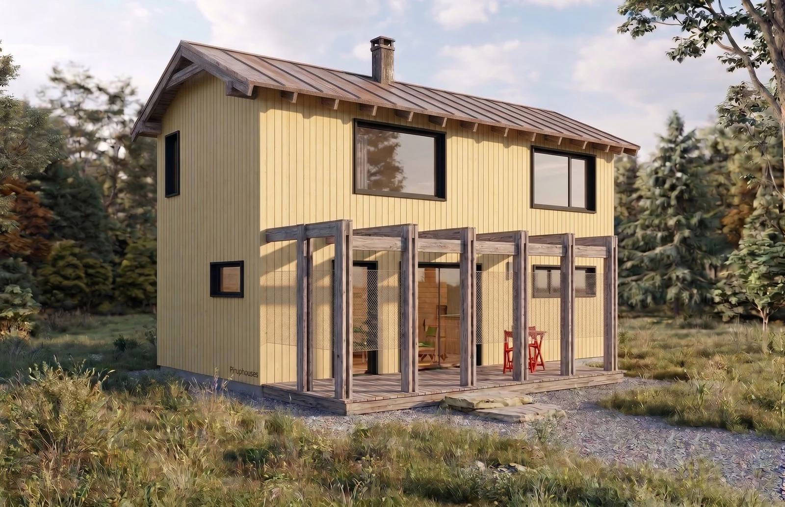 2 Bedroom Cabin Plans with Loft & Porch - Image 5