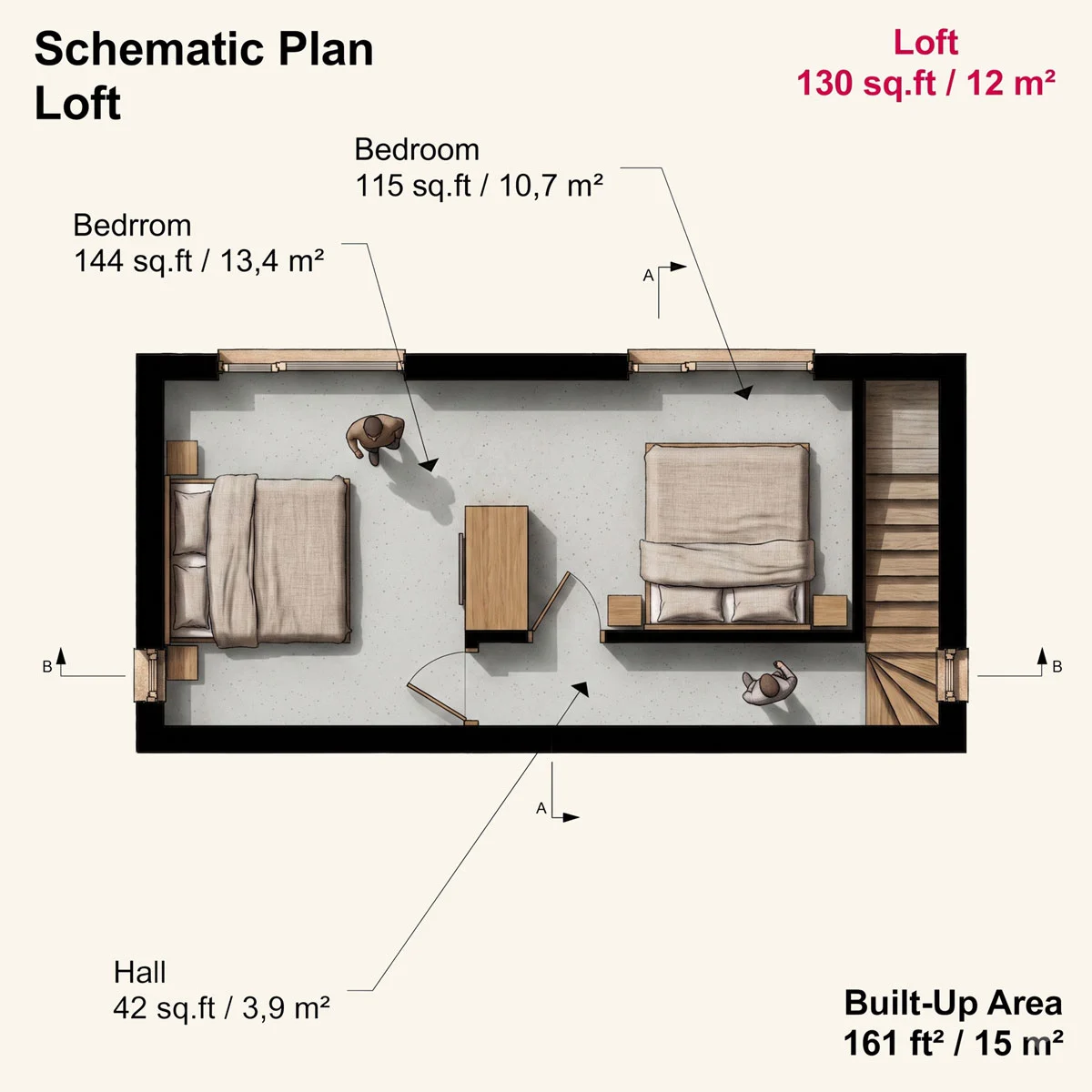 2 Bedroom Cabin Plans with Loft & Porch - Image 3