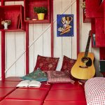 wood cabin tiny bedrom