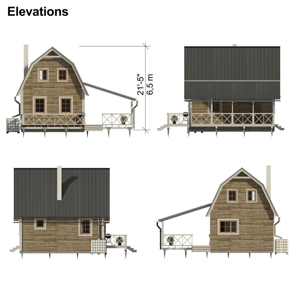 Gambrel Barn House Plans Oaklynn - Pin-Up Houses, image size:1000x1000