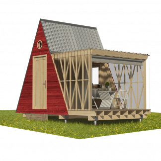 a frame outdoor playhouse